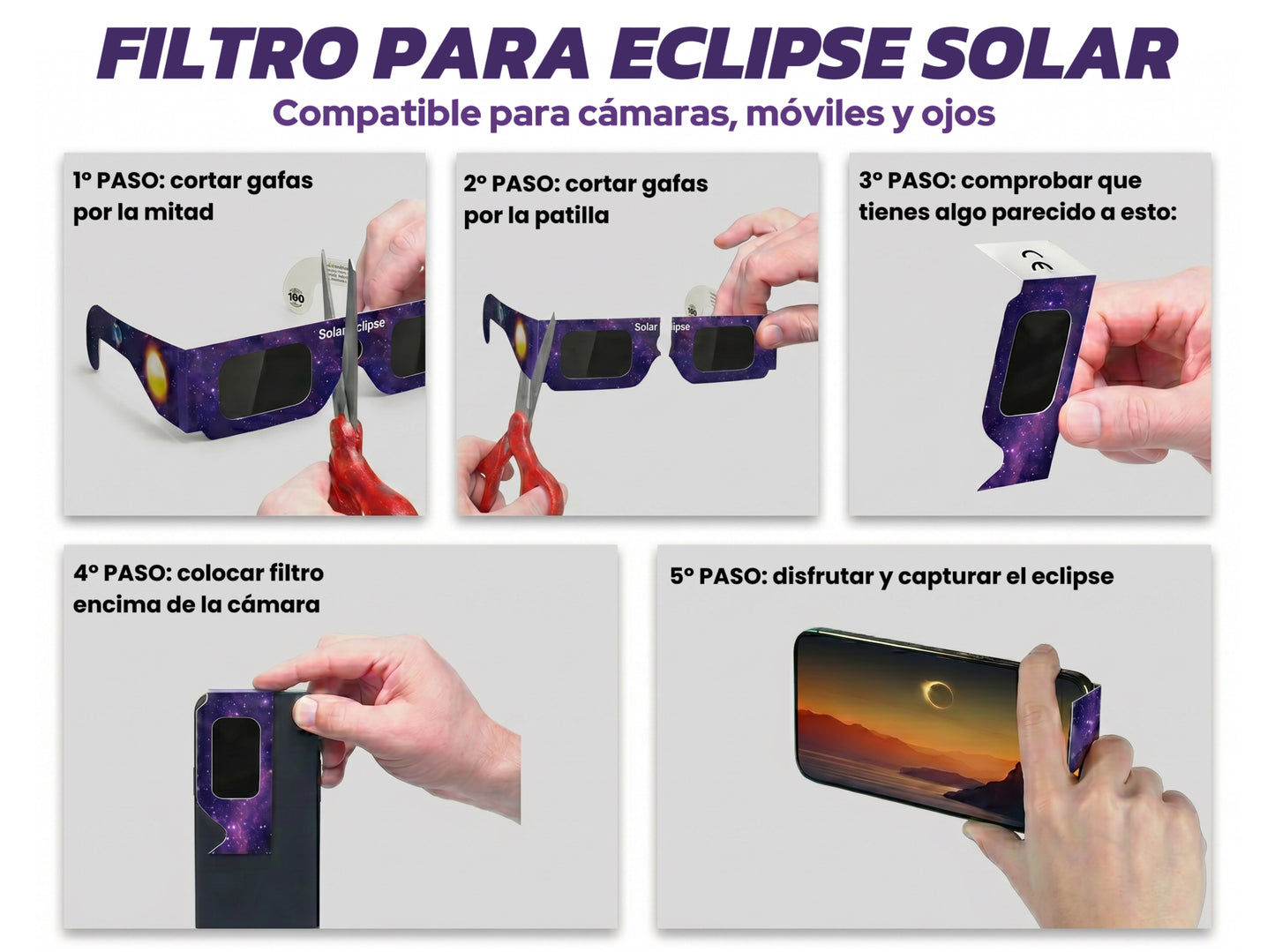 Gafas eclipse con certificado ISO 12312